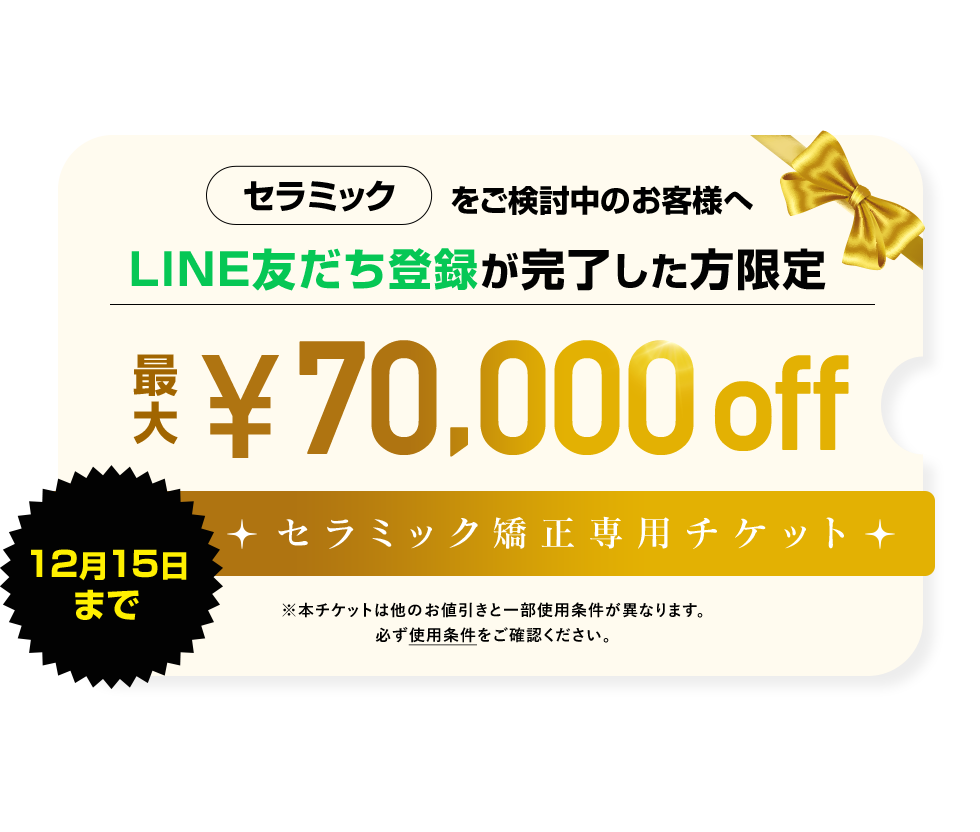 マウスピース矯正・セラミック矯正が10%OFF