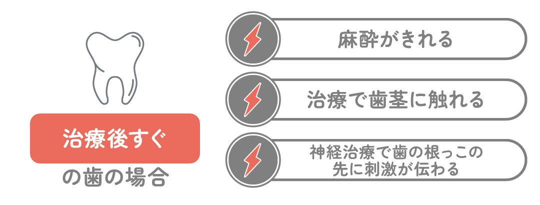 治療後すぐの歯の場合